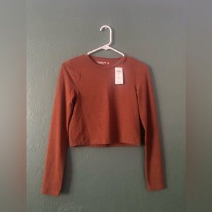 Abercrombie and Fitch Long Sleeve Cotton Brown Top